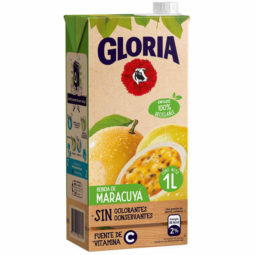 Bebida GLORIA Maracuyá Caja 1L