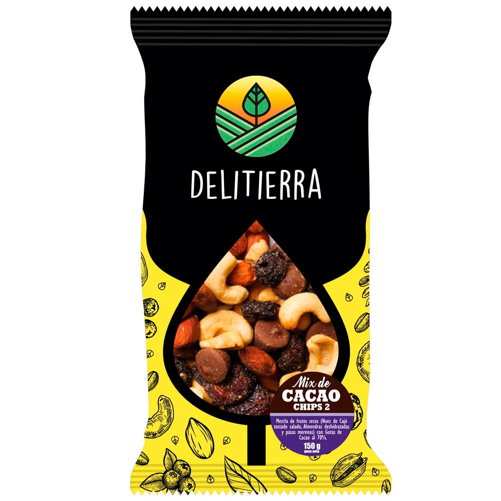 Chips DELITIERRA Mix Cacao con Pasas Morenas Bolsa 150g