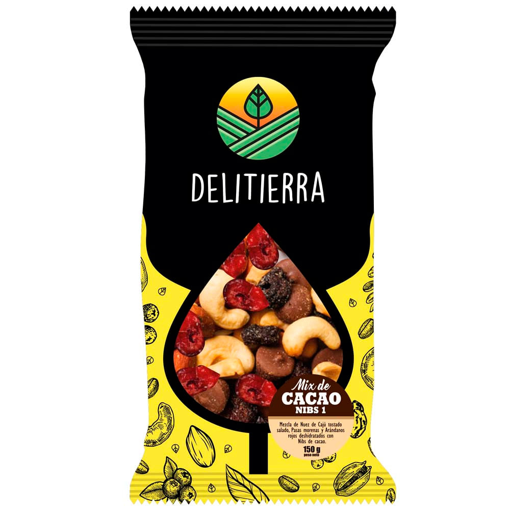 Chips DELITIERRA Mix Cacao Nibs con Cashews Bolsa 150g
