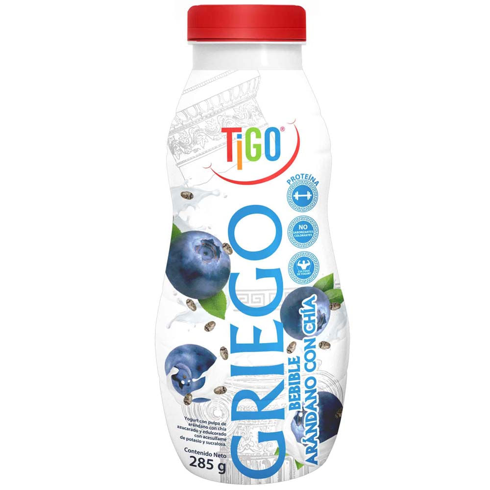 Yogurt Griego TIGO Arándanos con Chía Botella 285g