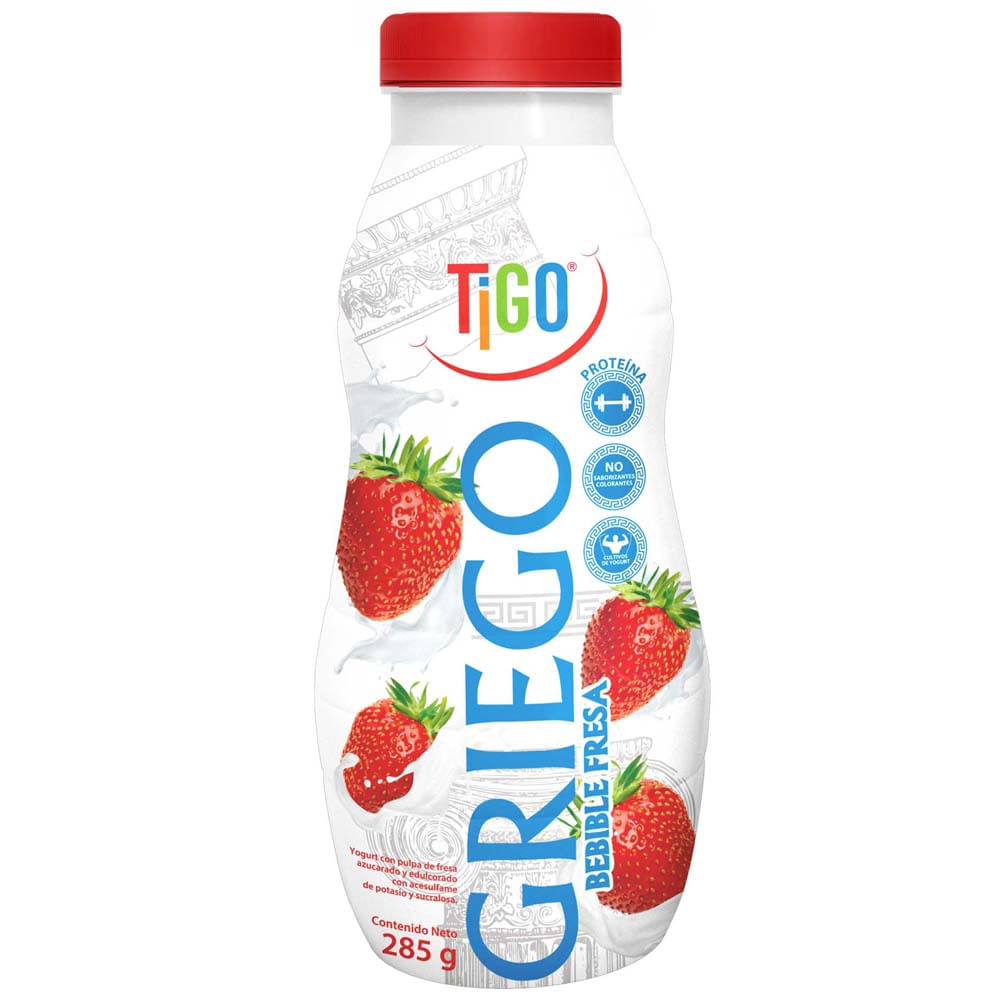 Yogurt Griego TIGO Fresa Botella 285g