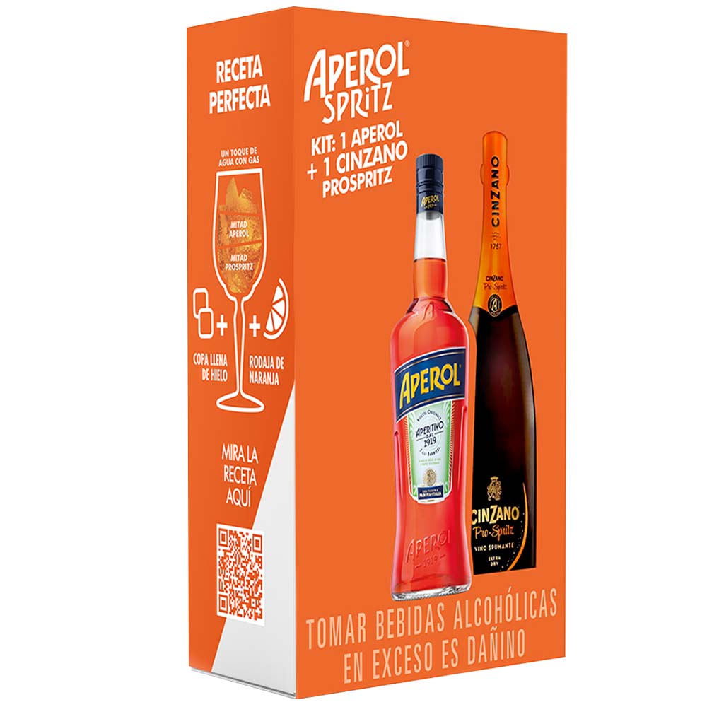 Pack Licor APEROL Botella 750ml + Espumante CINZANO Pro-Spritz Botella 750ml