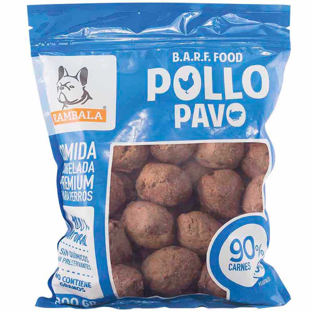 Comida Congelada para Perros  RAMBALA Premium Pollo Pavo Doypack 800g