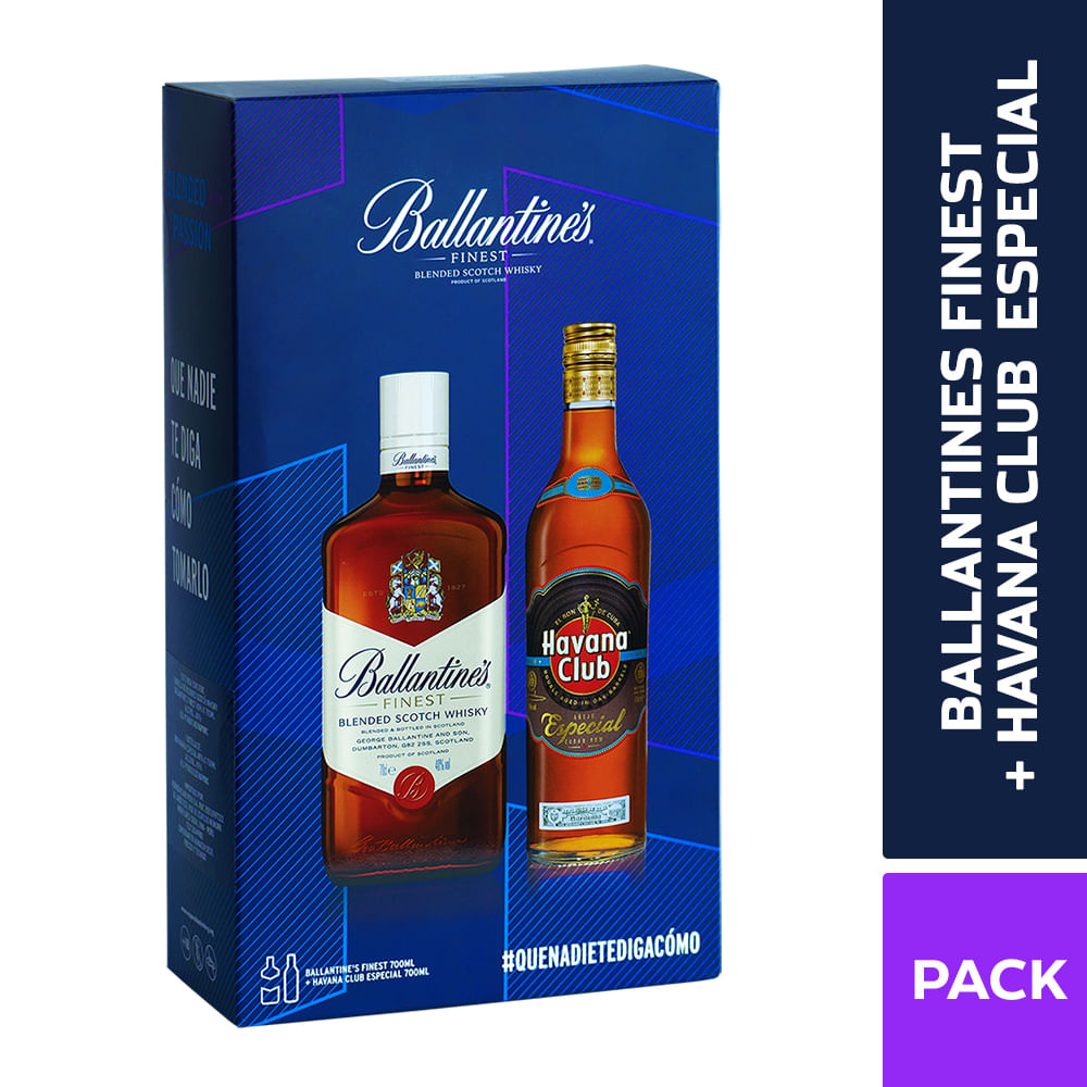 Pack Whisky BALLANTINES Botella 700ml + Ron HAVANA CLUB Añejo Botella 700ml