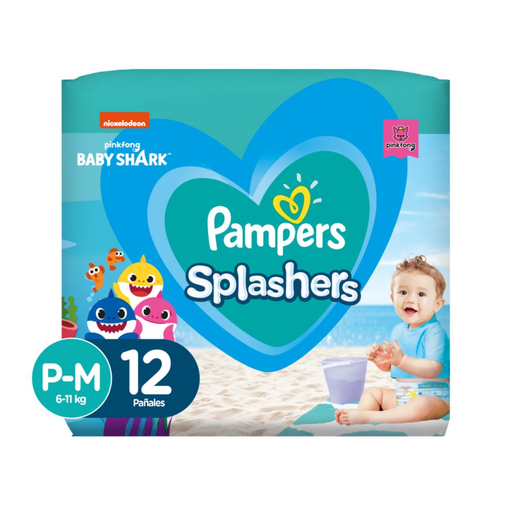 Pañales para Piscina PAMPERS Splashers Talla P-M Paquete 12un