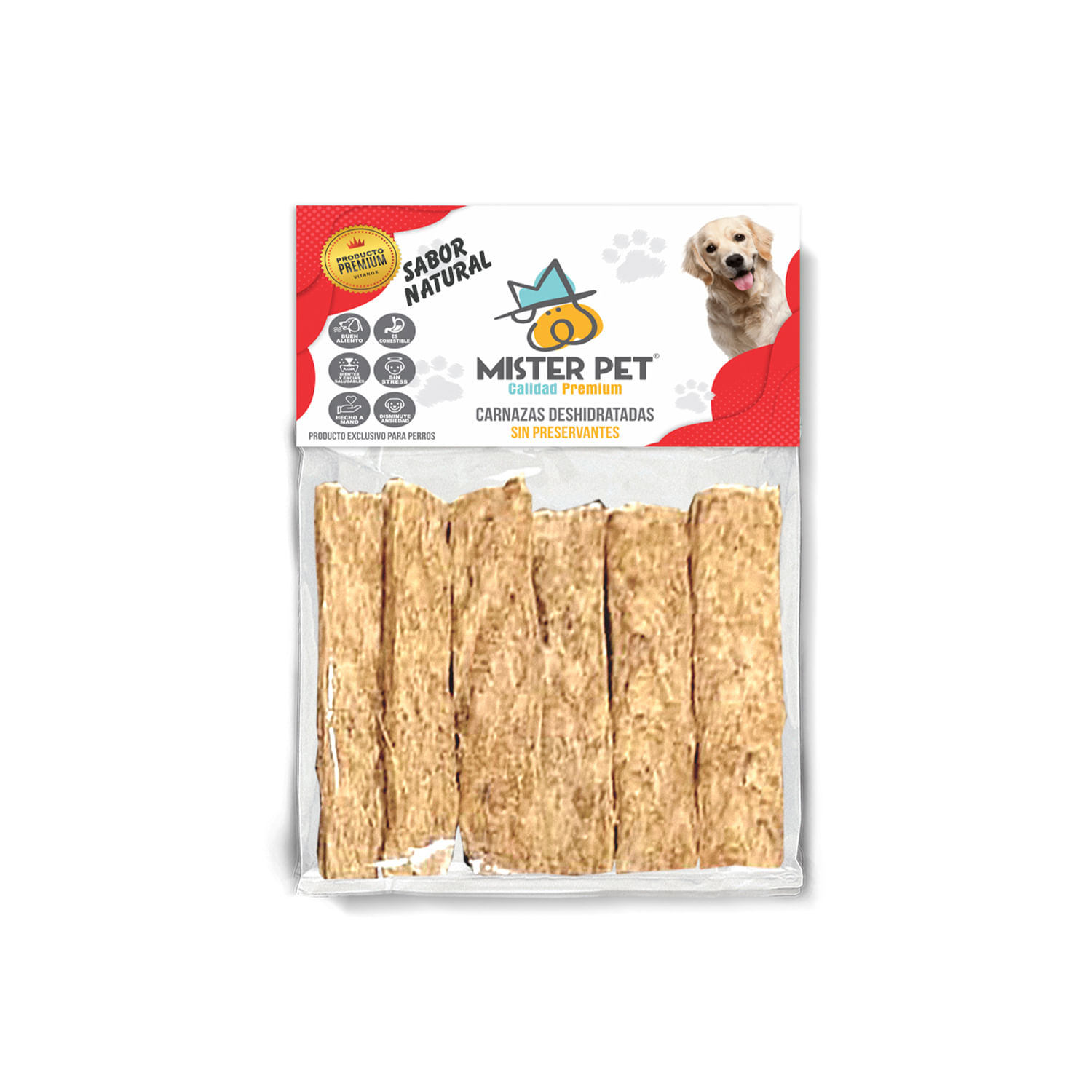 Snacks Deshidratados para Perros Mister Pet Barritas Natural 8 Unid