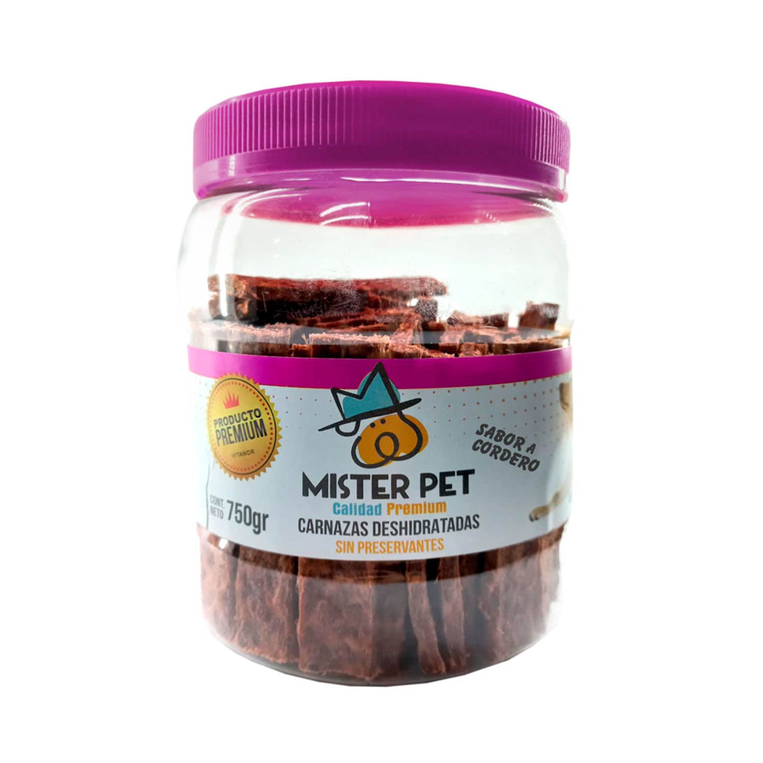 Snacks Deshidratados para Perros Mister Pet Barritas Cordero Frasco 85 Unid