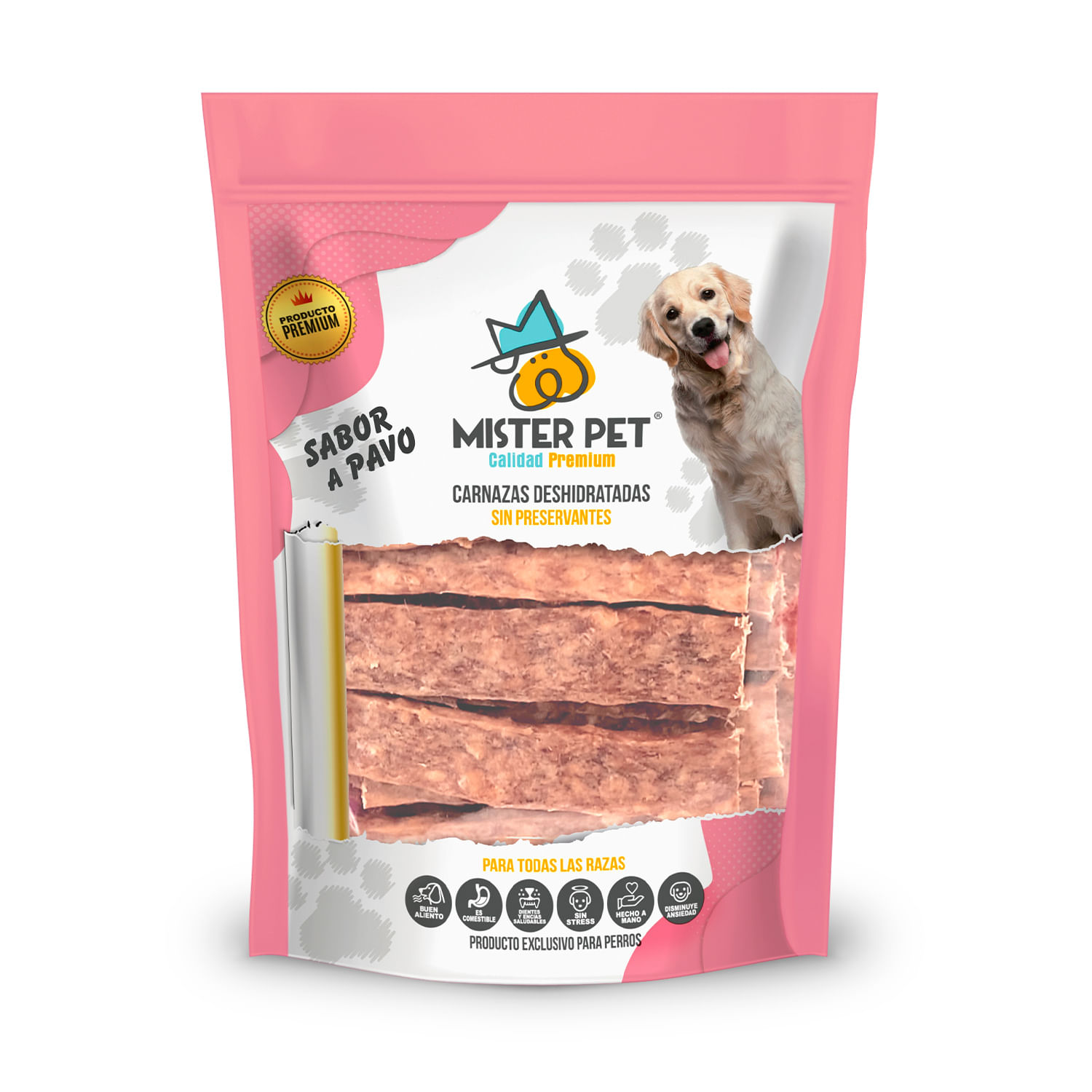 Snacks Deshidratados para Perros Mister Pet Barritas Pavo 58 Unid