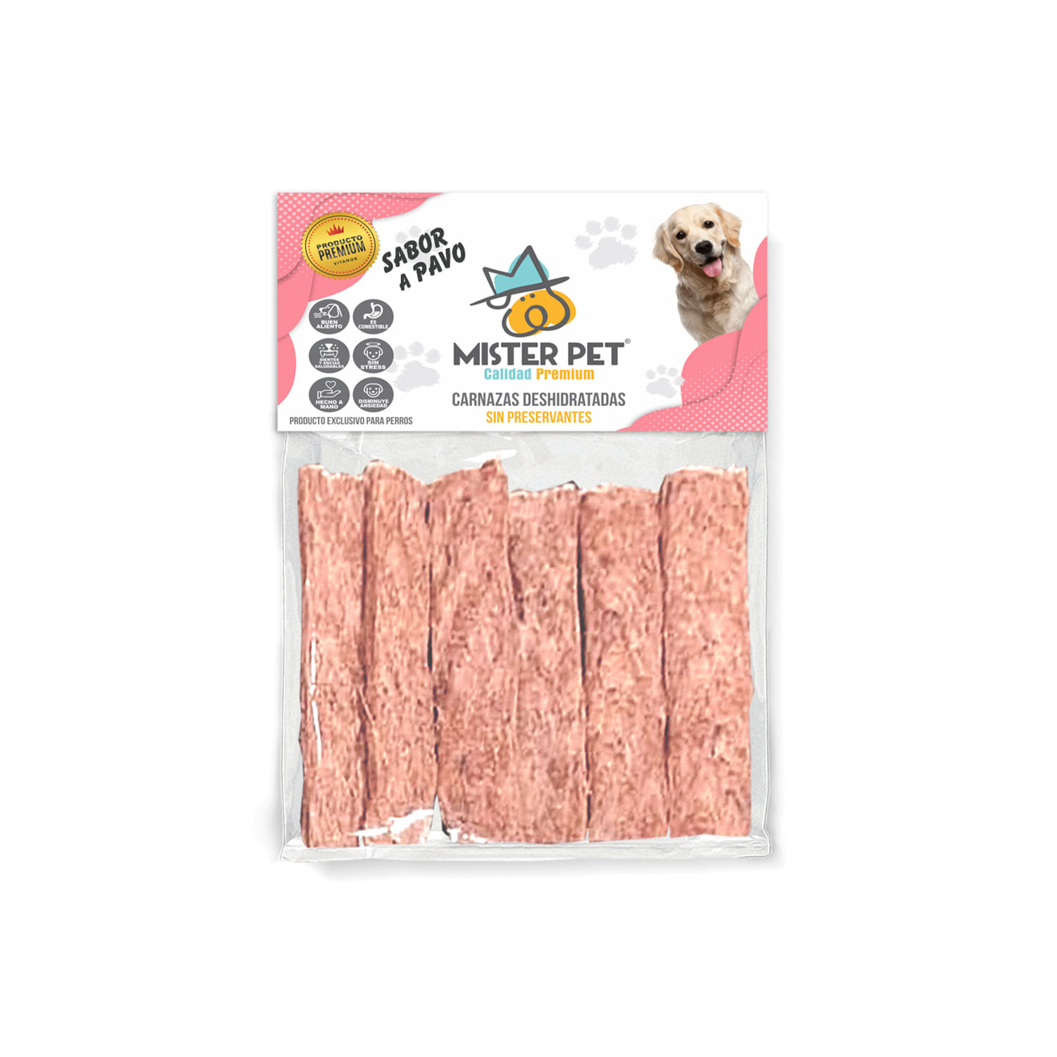 Snacks Deshidratados para Perros Mister Pet Barritas Pavo 8 Unid