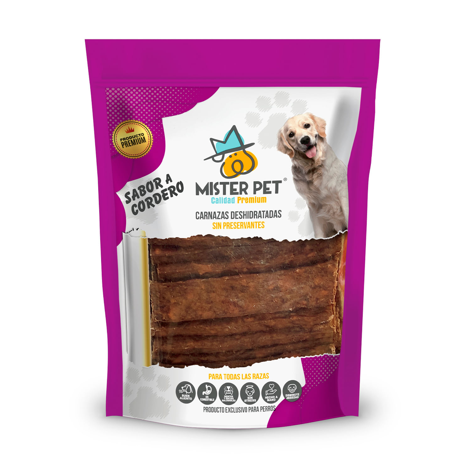 Snacks Deshidratados para Perros Mister Pet Barritas Cordero 58 Unid