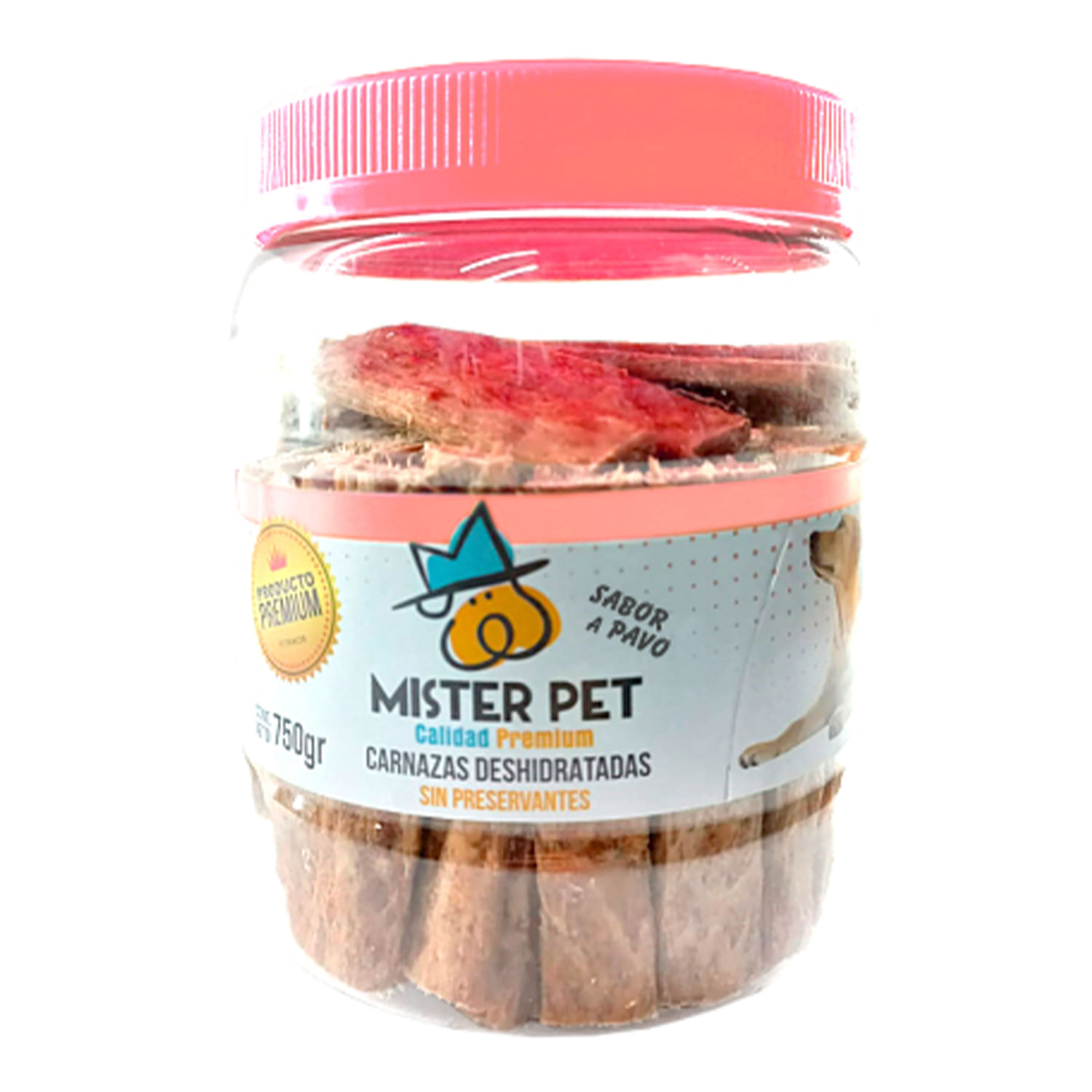 Snacks Deshidratados para Perros Mister Pet Barritas Pavo Frasco 85 Unid