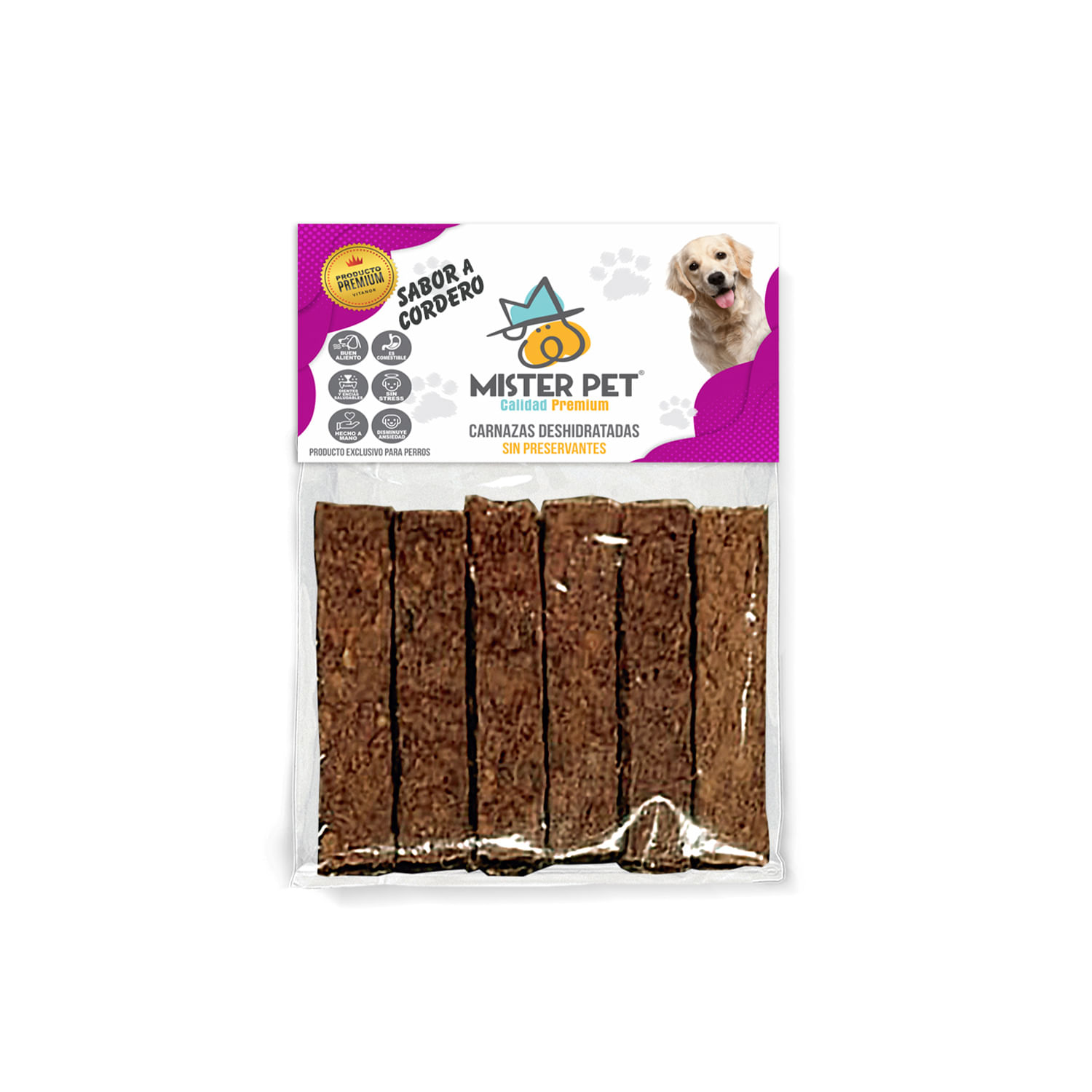 Snacks Deshidratados para Perros Mister Pet Barritas Cordero 8 Unid