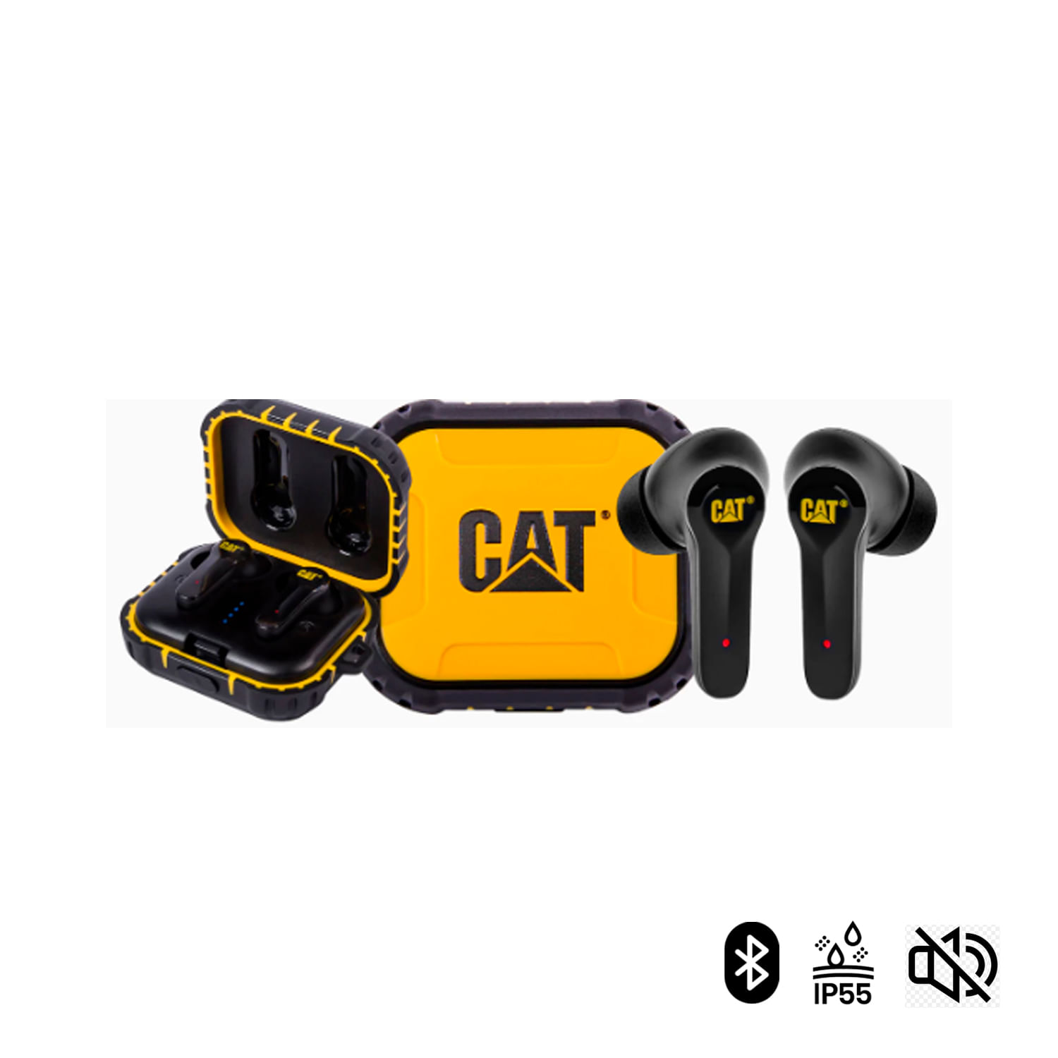 Audífonos Cat BTEarbud Bluetooth Reist. Agua-Polvo ip55 C/Cancelación de ruido-Touch-Negro