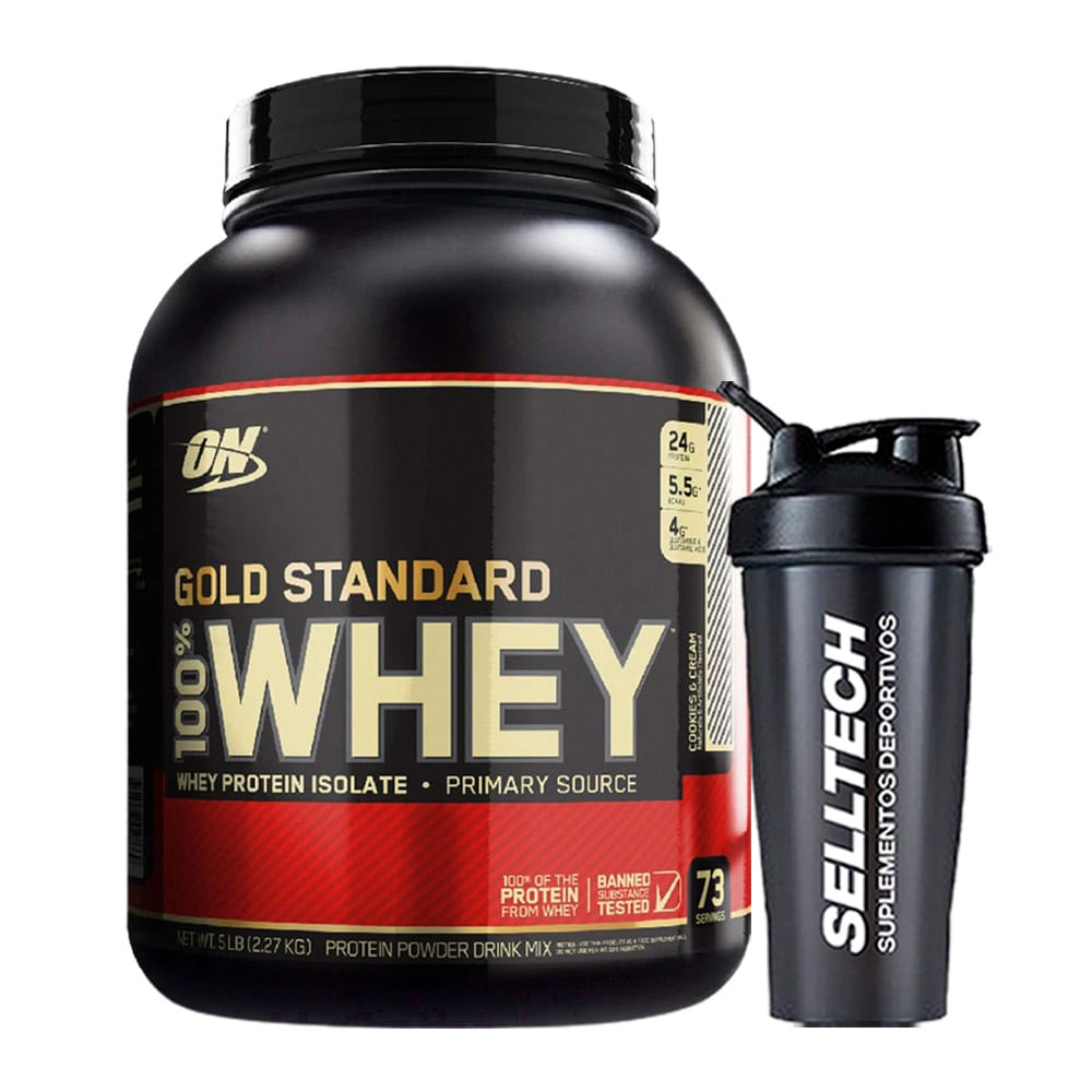 Proteína ON Gold Standard 100% Whey 5lb Cookies&cream+Shaker