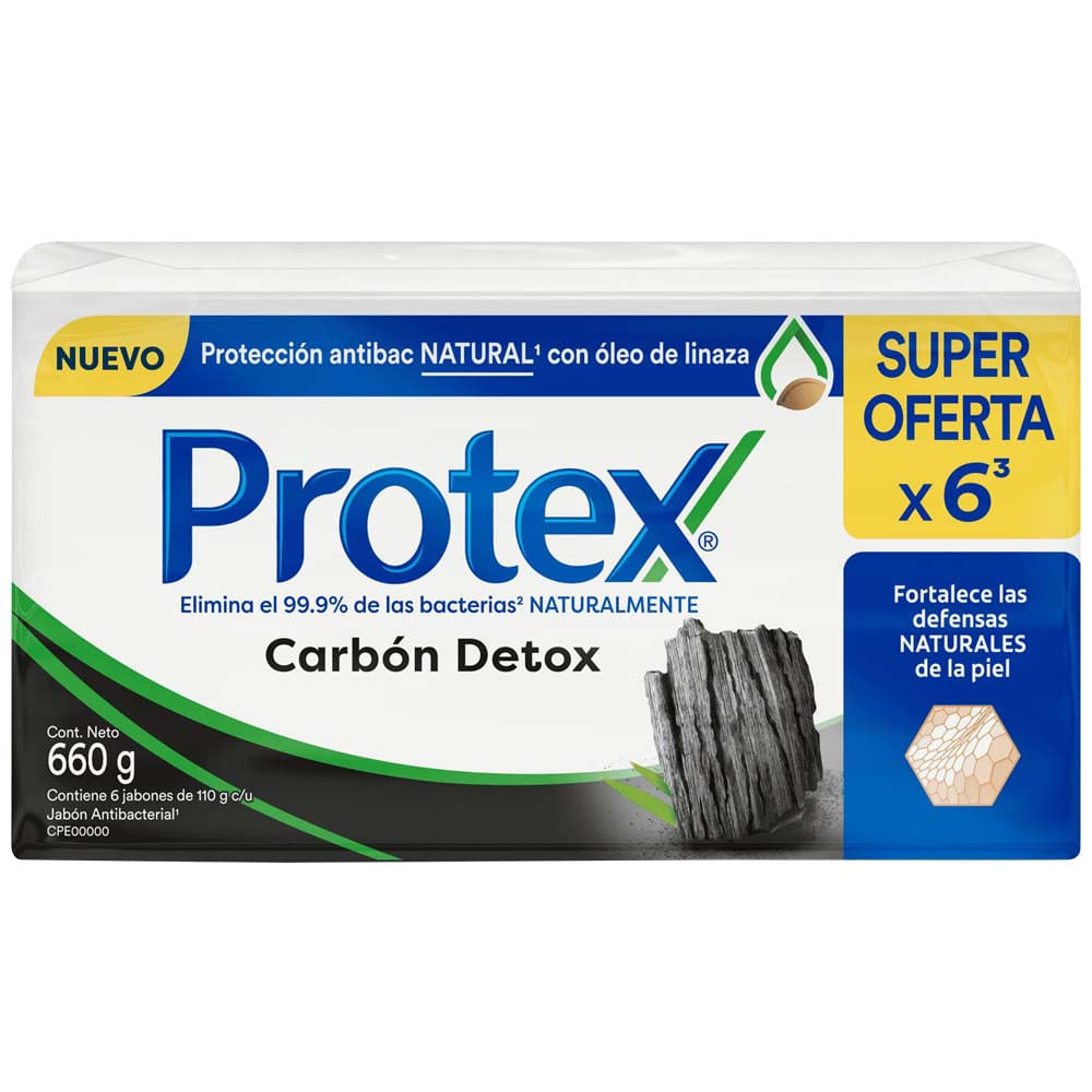 Jabón de Tocador PROTEX Carbón Detox 110g Paquete 6un