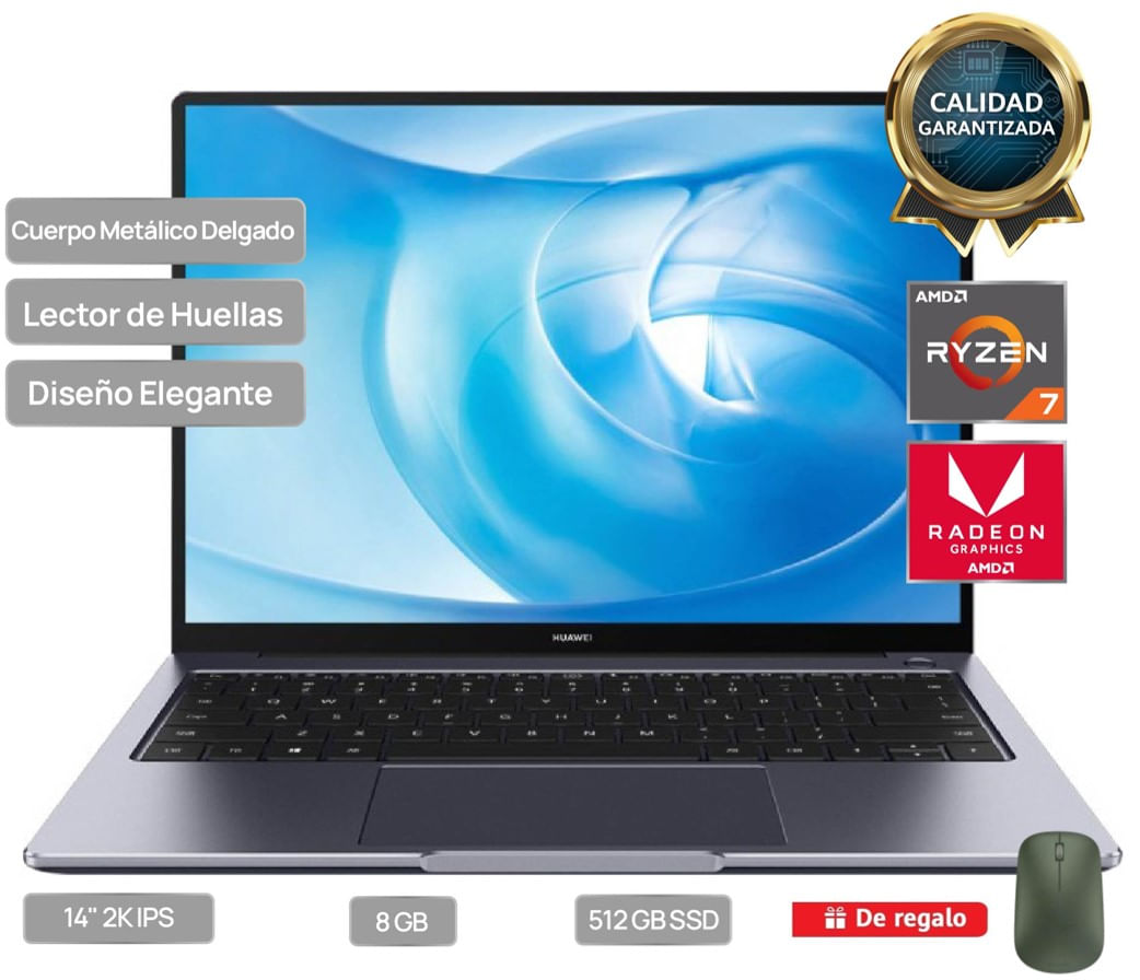 Laptop Huawei MateBook 14 14" 2K IPS AMD R7 4800H 512GB SSD 8GB RAM  Windows Home