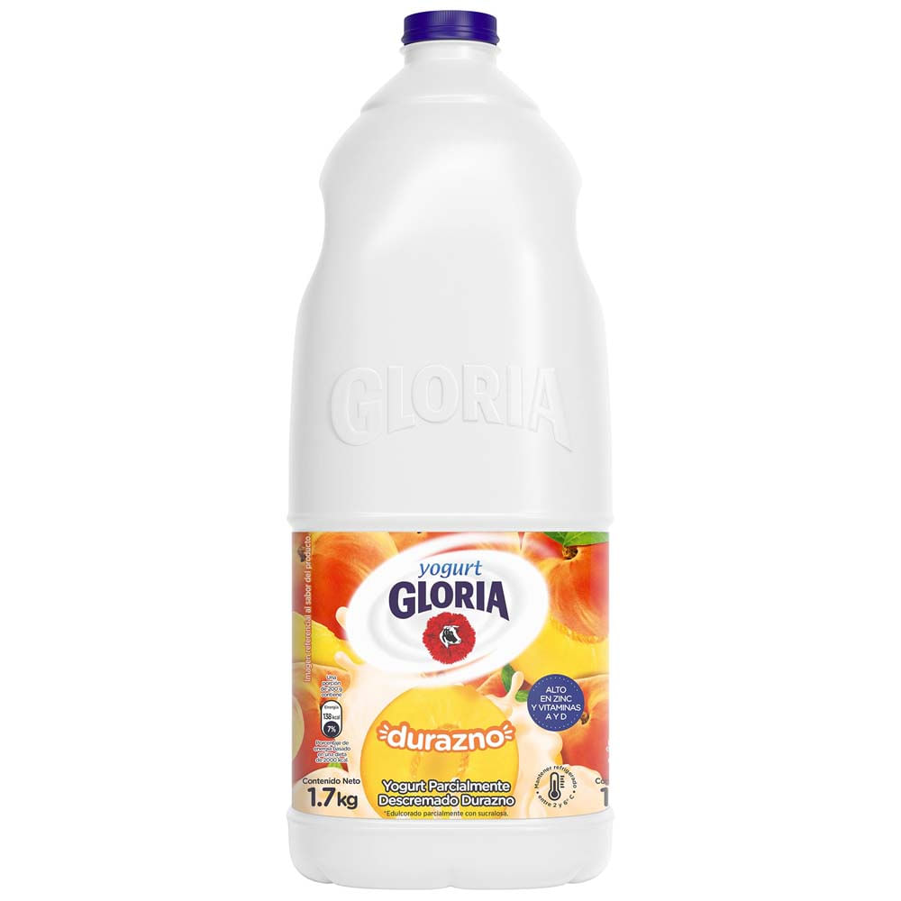 Yogurt Parcialmente Descremado GLORIA Sabor a Durazno Galonera 1.7Kg