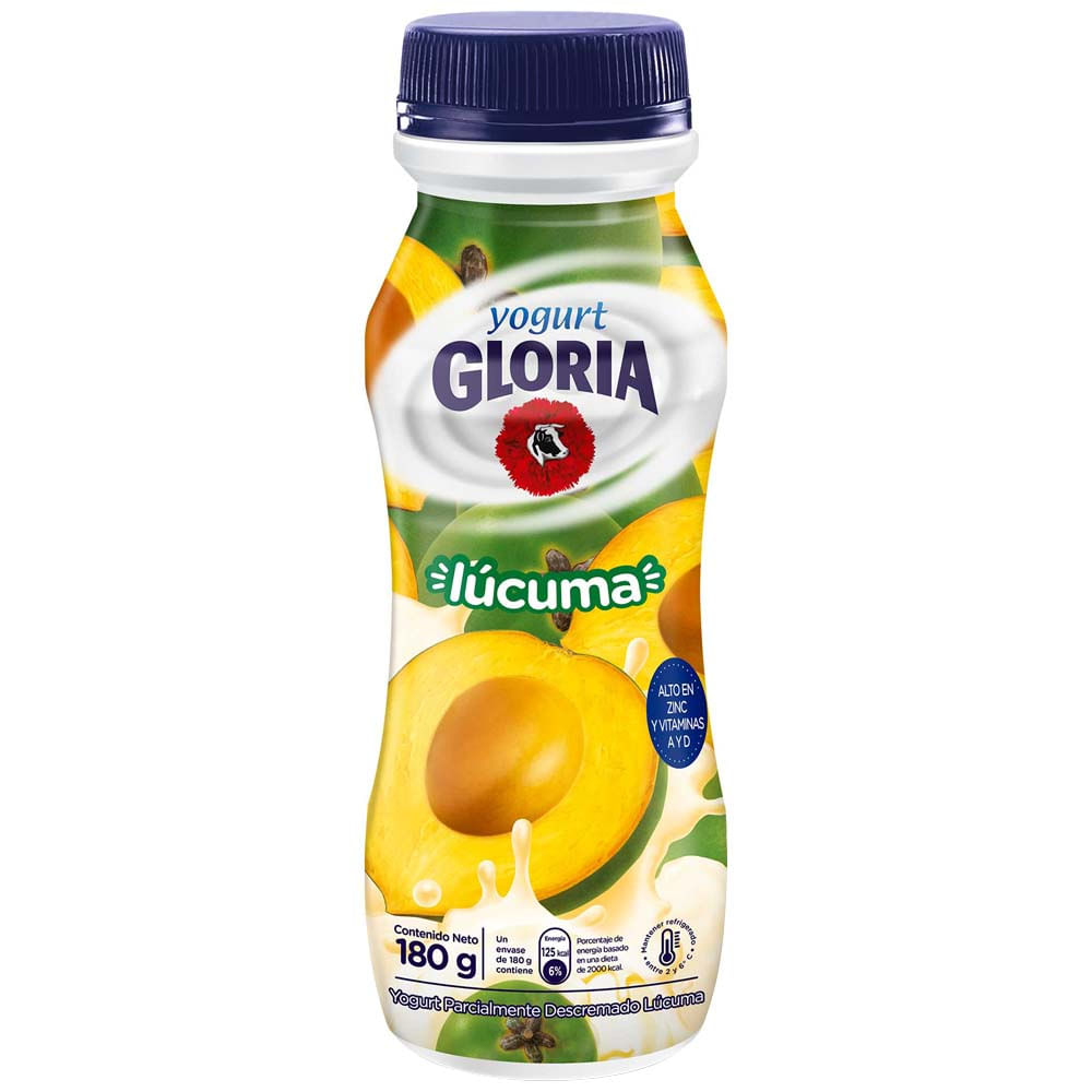 Yogurt Bebible GLORIA Sabor a Lúcuma Botella 180g