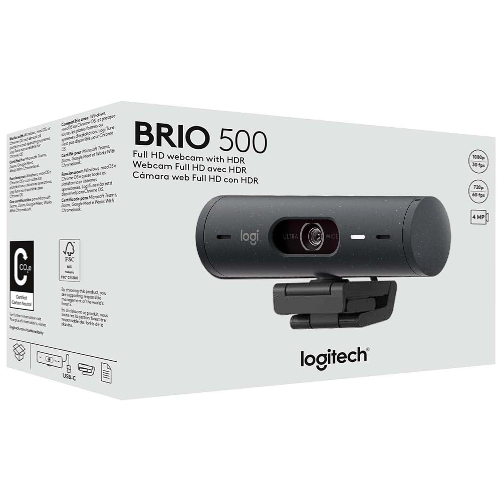 Webcam Logitech Brio 500 Full HD 1080p Negro