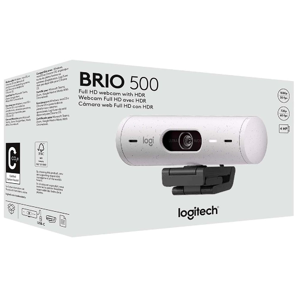 Webcam Logitech Brio 500 Full HD 1080p Blanco