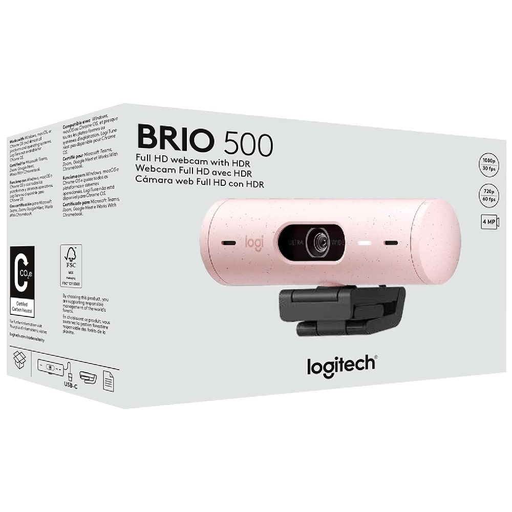 Webcam Logitech Brio 500 Full HD 1080p Rosado