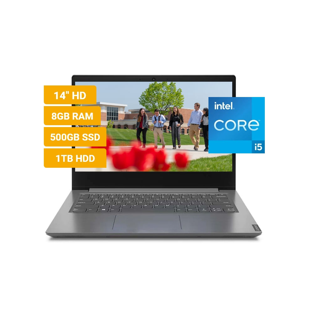 Laptop Lenovo V14 Intel Core i5-1135G7 8GB RAM 500GB SSD y 1TB HDD 14" HD FreeDos