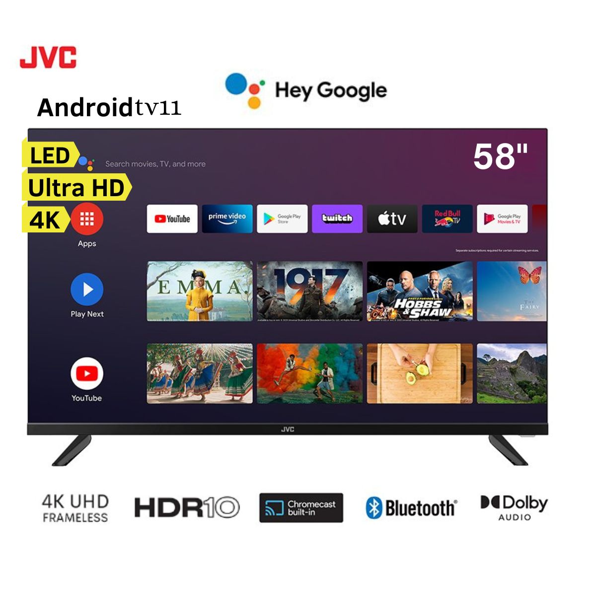 Televisor JVC 58" LED Smart TV Ultra HD 4K Frameless AndroidTv11 LT-58KB527