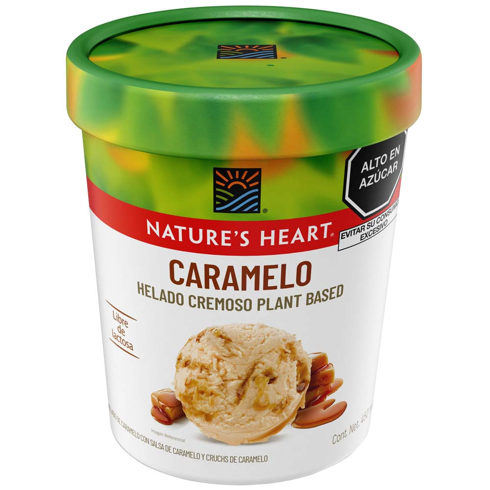 Helado Plant Based NATURE'S HEART Caramelo Pote 490ml