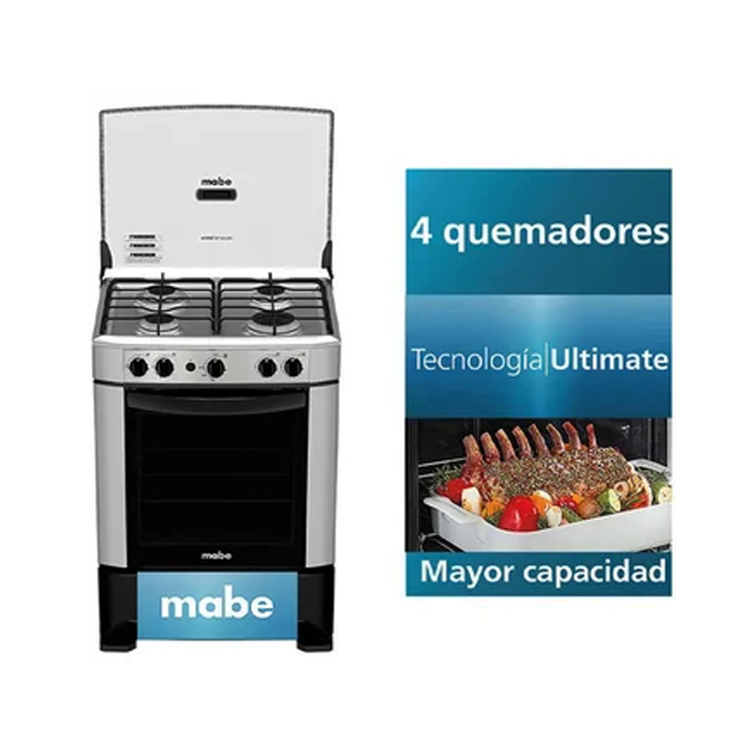 Cocina Mabe CMP6014AGO con 4 hornillas Encendido eléctrico Gris