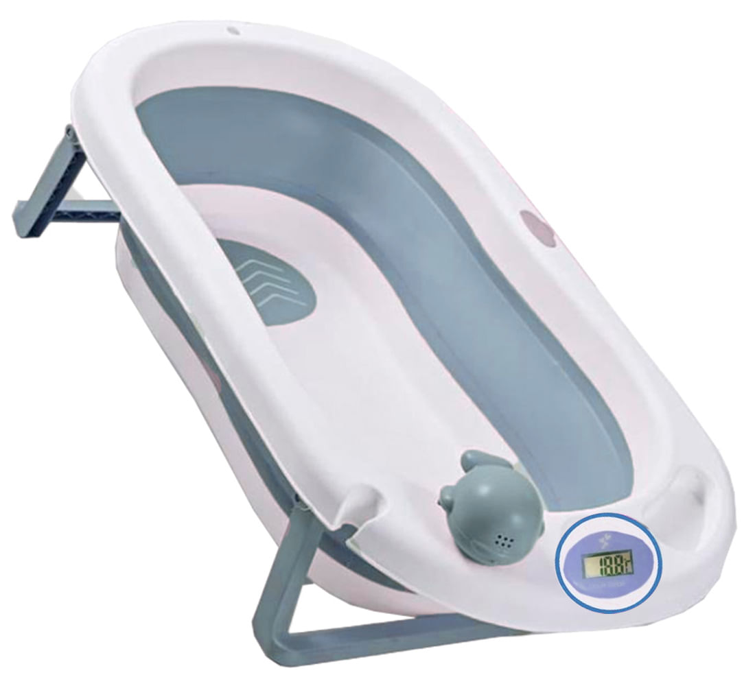 Bañera Tina de Baño para Bebe Doux Bebe con Termómetro Digital Azul