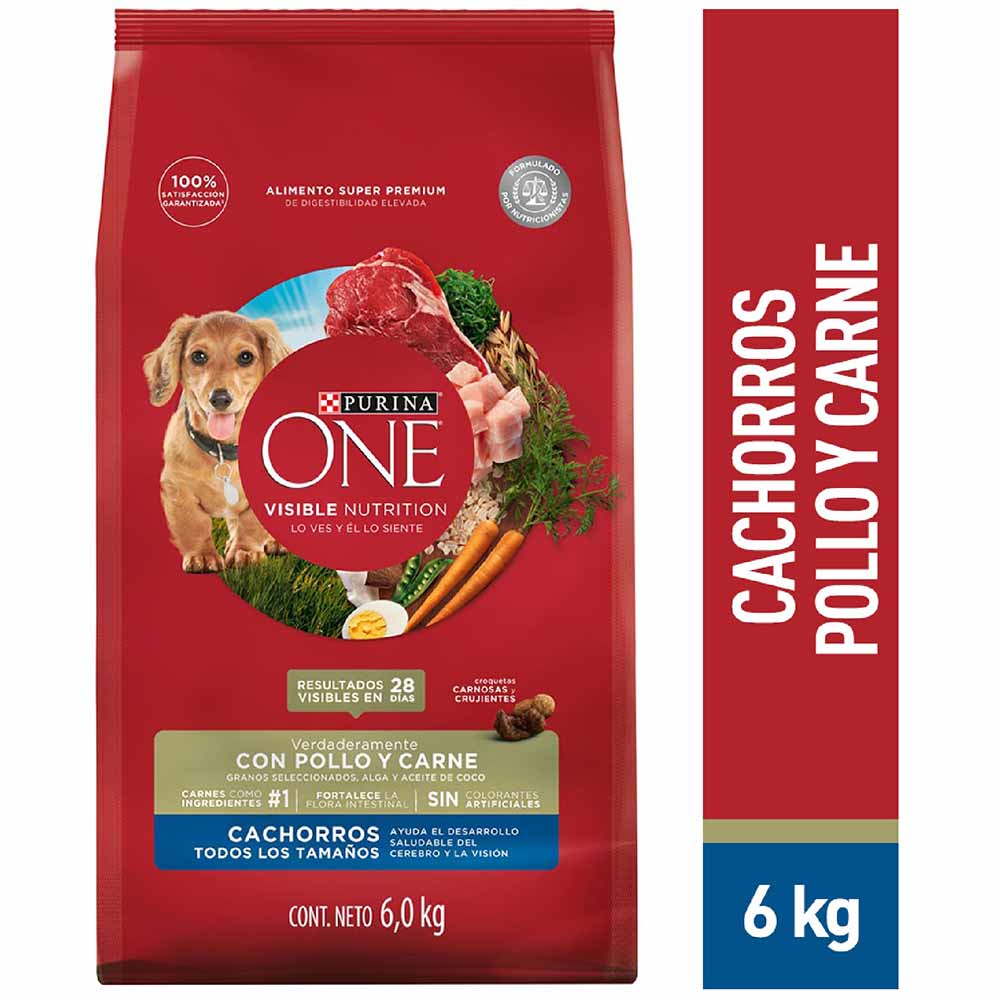 Alimento para Perro PURINA One Cachorros Sabor Pollo y Carne en Bolsa de 6kg