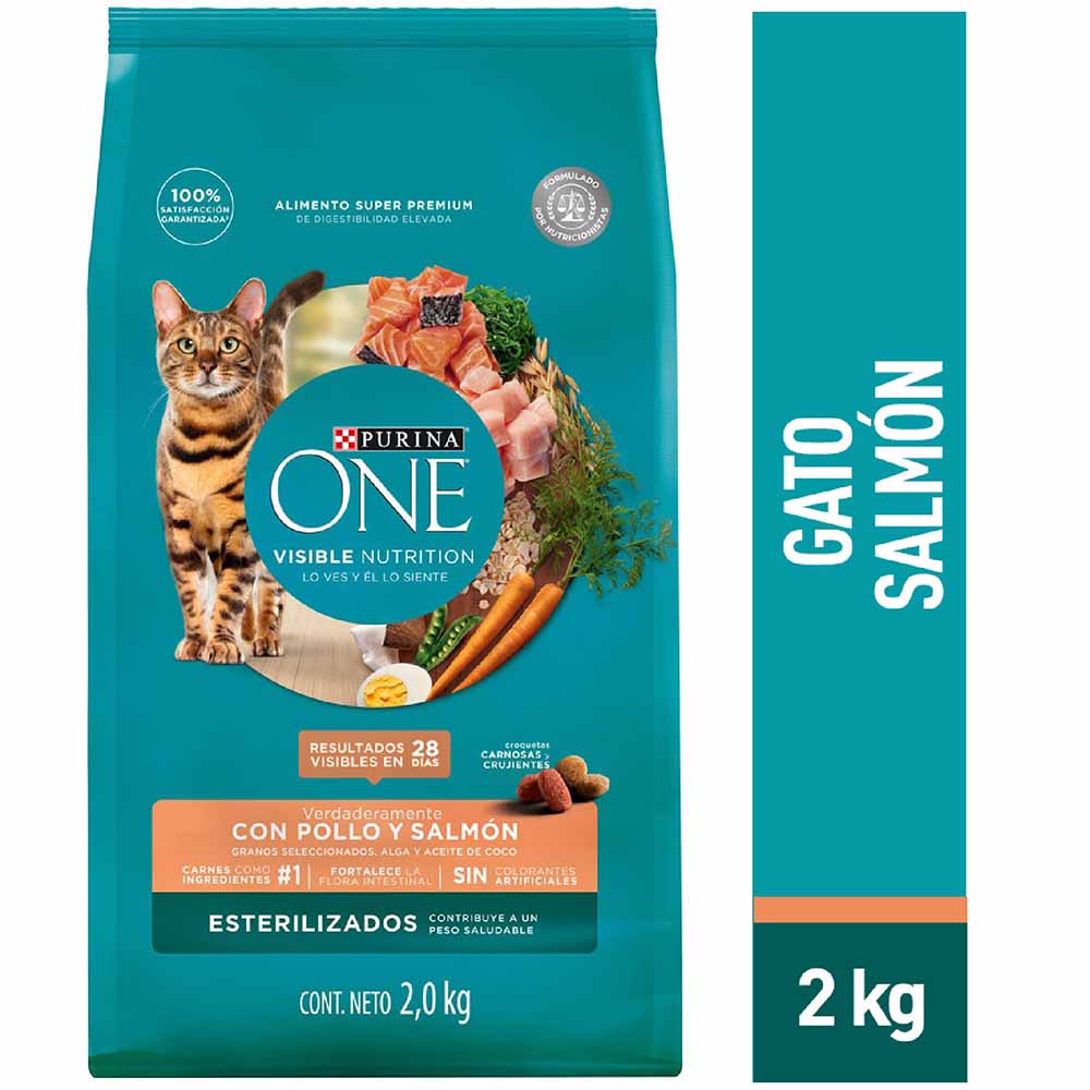 Alimento para Gato PURINA One Adultos Sabor Pollo y Salmon  en Bolsa de 2kg