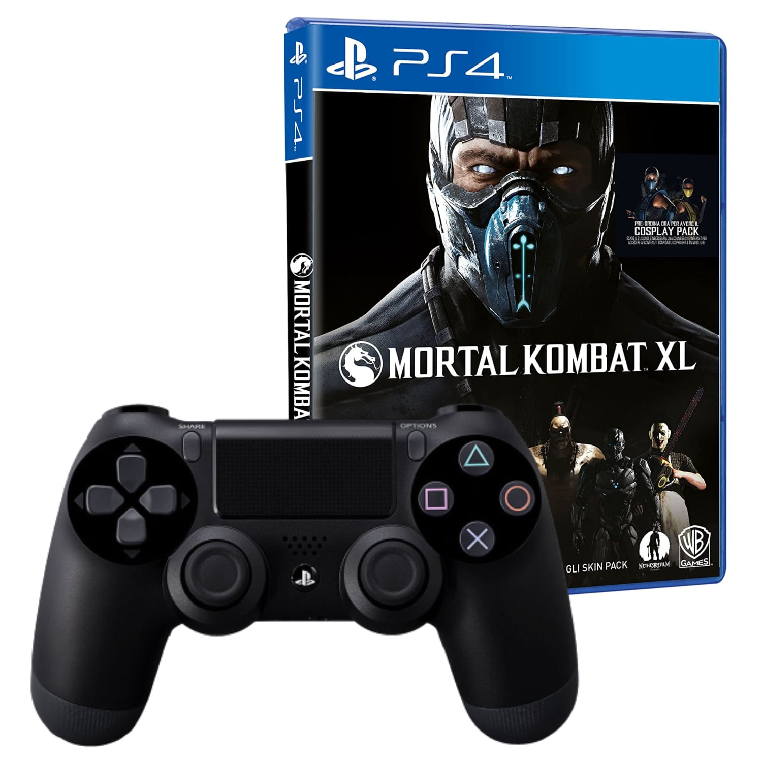 Mando para PlayStation 4 DualShock Color Negro + Juego Mortal Kombat XL