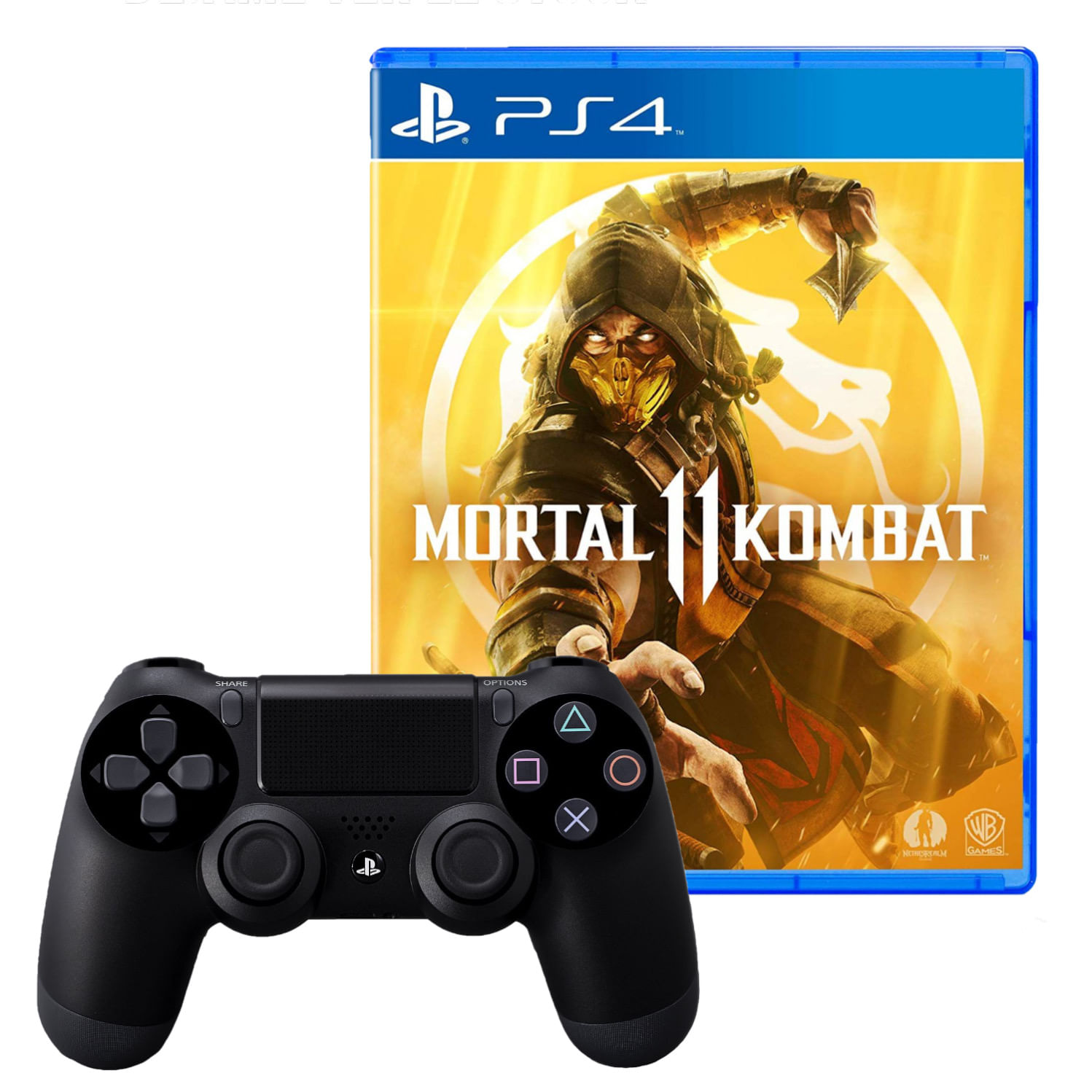 Mando para PlayStation 4 Dualshock Negro + Juego Mortal Kombat 11
