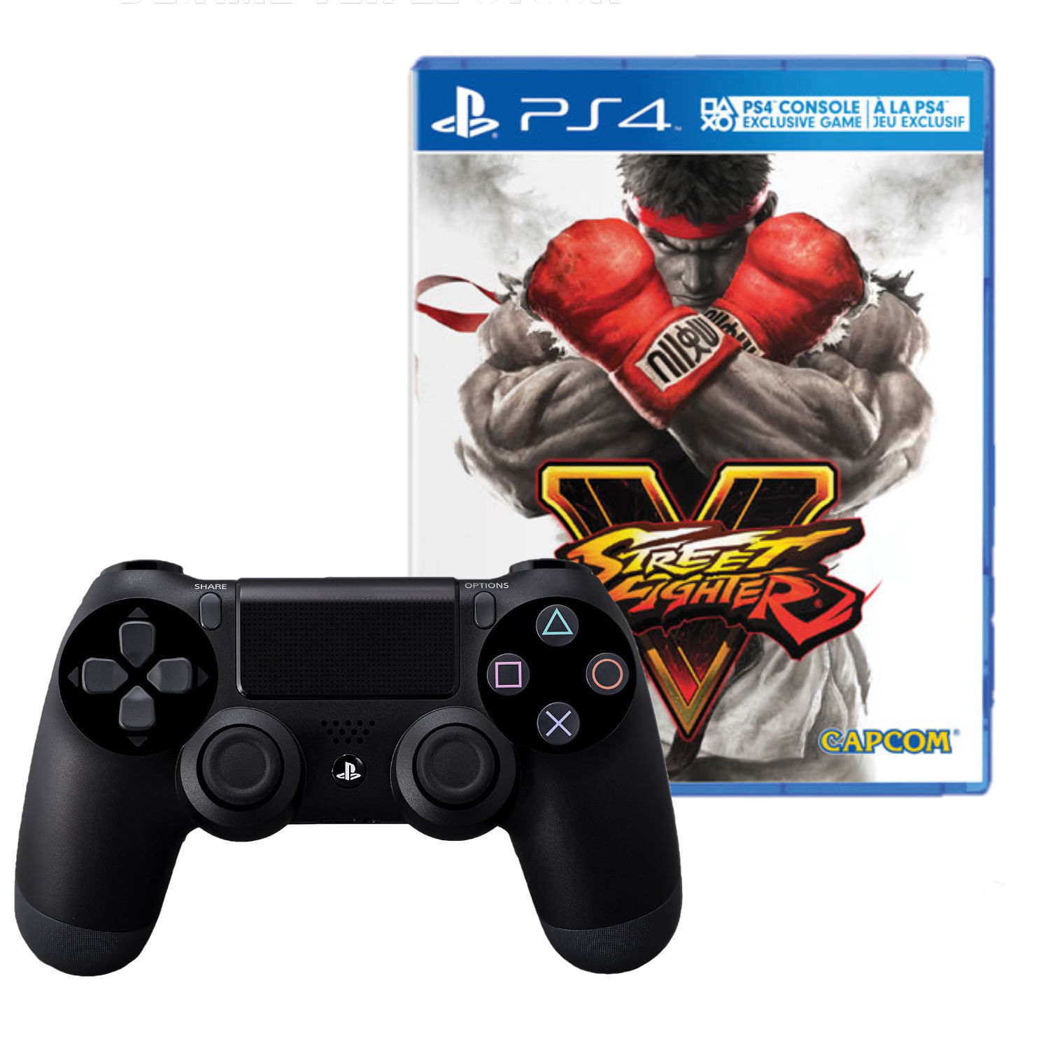 Mando para Playstation 4 Dualshock Negro + Street Fighter V