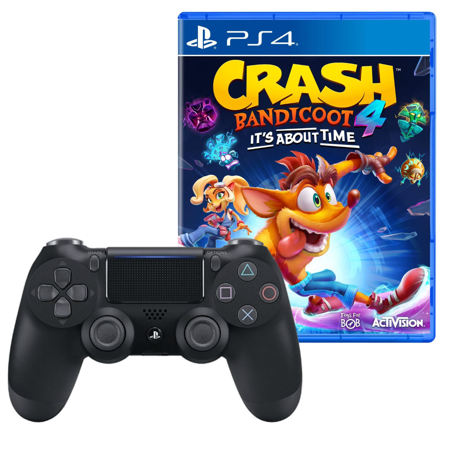 Mando para PlayStation 4 Dualshock Negro + Juego Crash Bandicoot 4