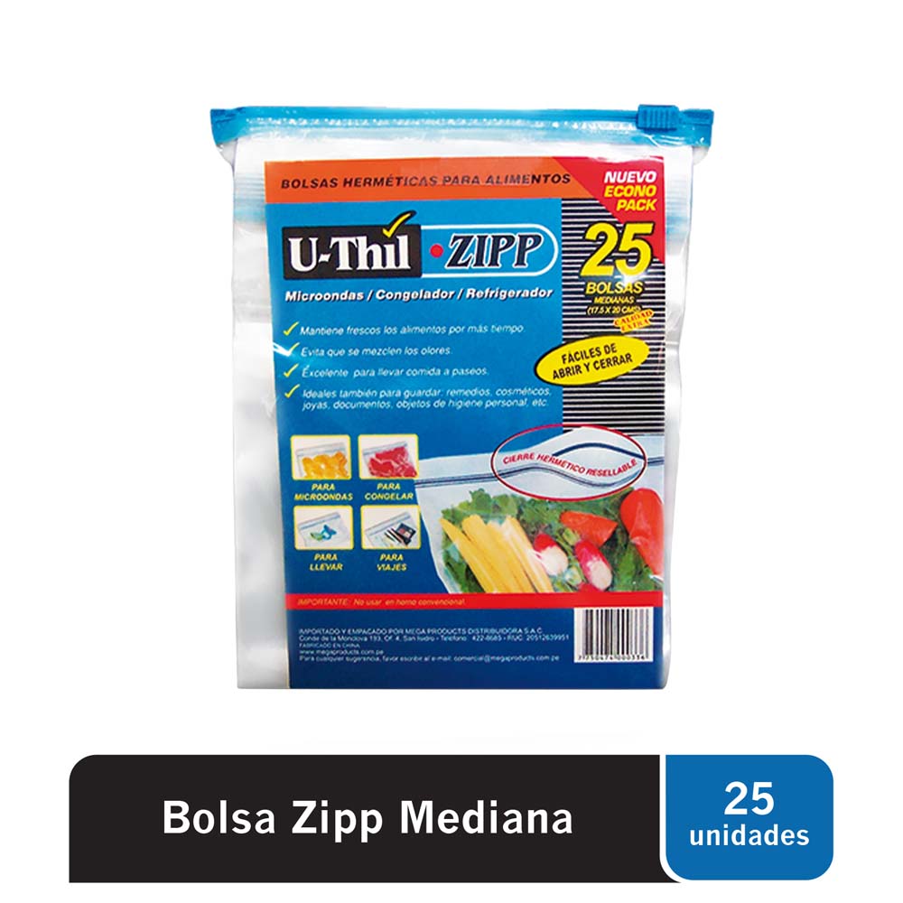 Bolsa Zipp Mediana U-THIL Paquete 25un