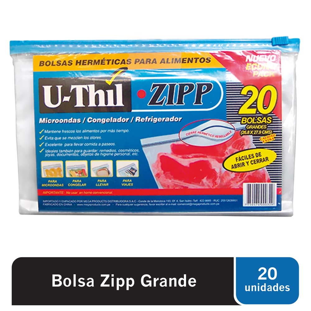 Bolsa Zipp Grande U-THIL Paquete 20un