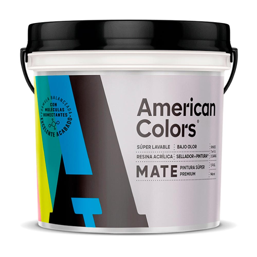 Pintura American Colors Mate Blanco 1/4 Gl