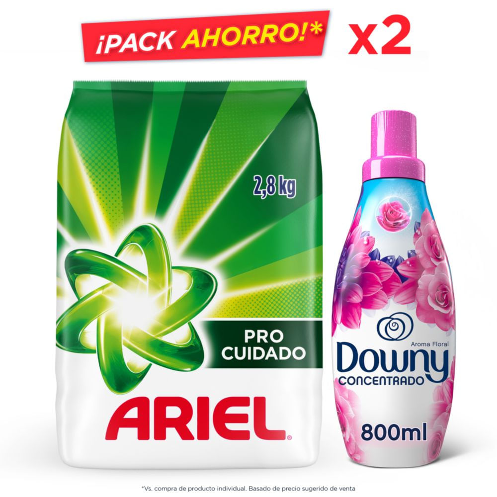 Detergente en Polvo ARIEL Pro Cuidado 2.8kg + Downy Suavizante Concentrado 700ml