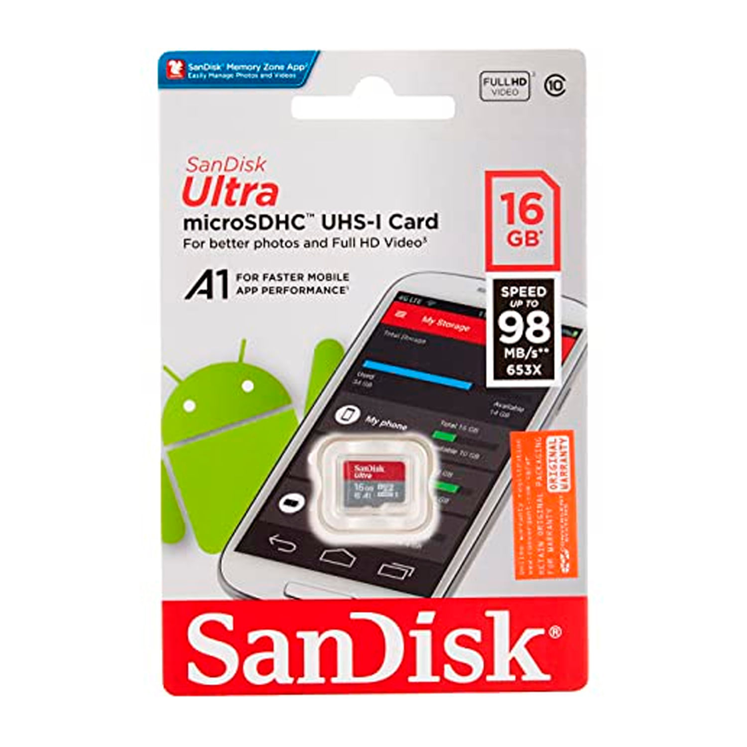 Memoria Micro SD SanDisk Ultra A1 16GB UHS-I 98Mb/s