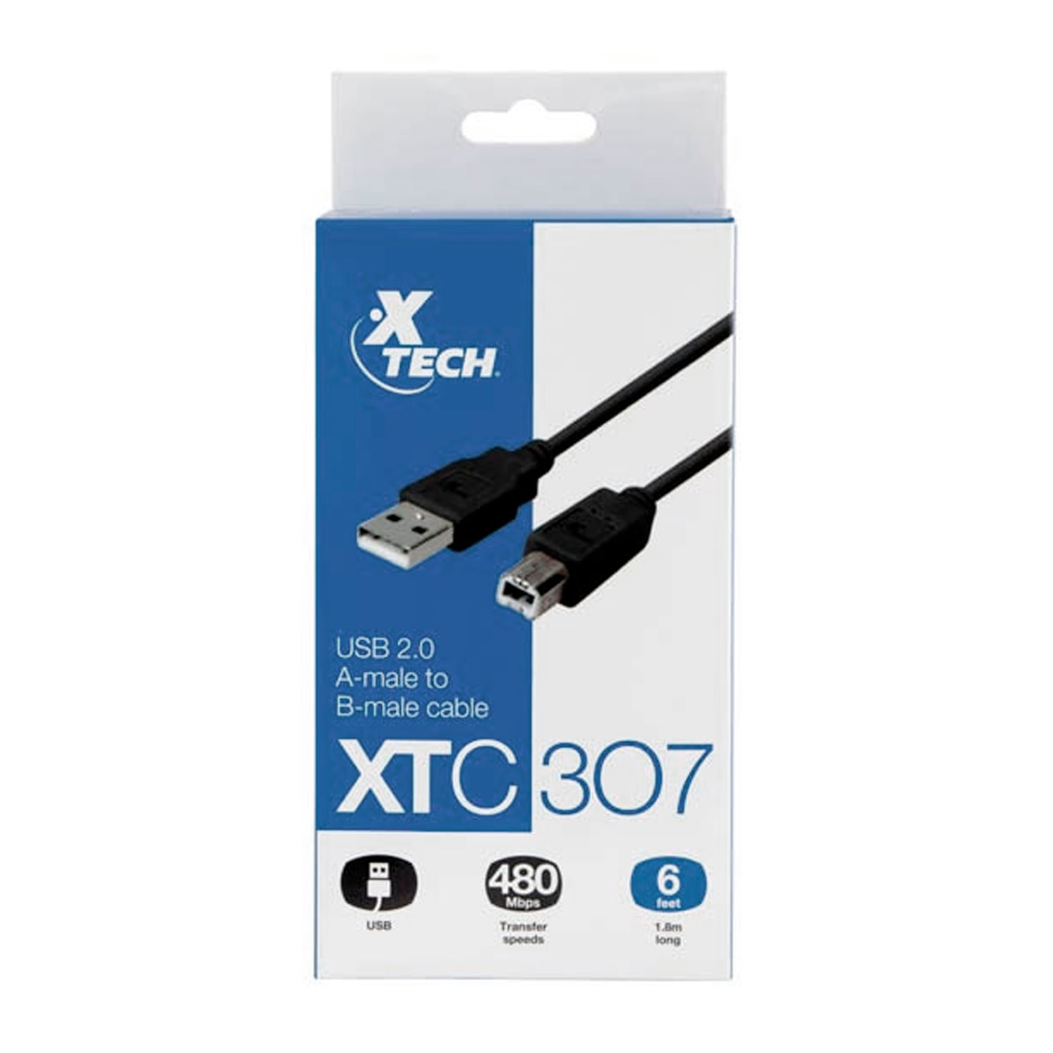 Cable Xtech XTC-307 USB-A Macho 2.0 a USB-B 480Mbps