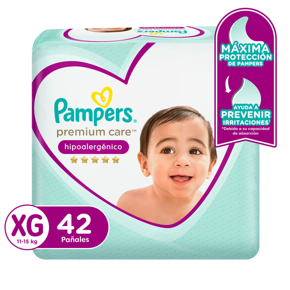 Pañales para Bebé PAMPERS Premium Care Talla XG Paquete 42un