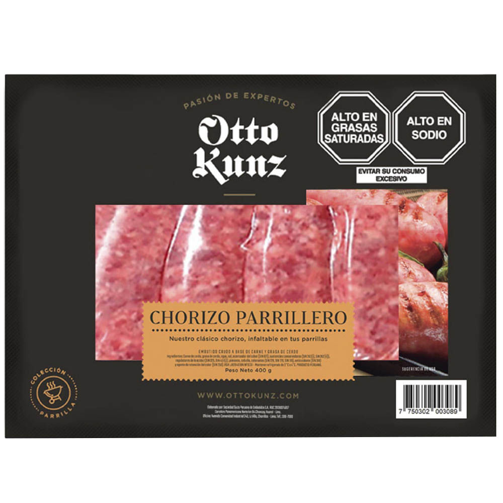 Chorizo OTTO KUNZ Parrillero Paquete 400Gr