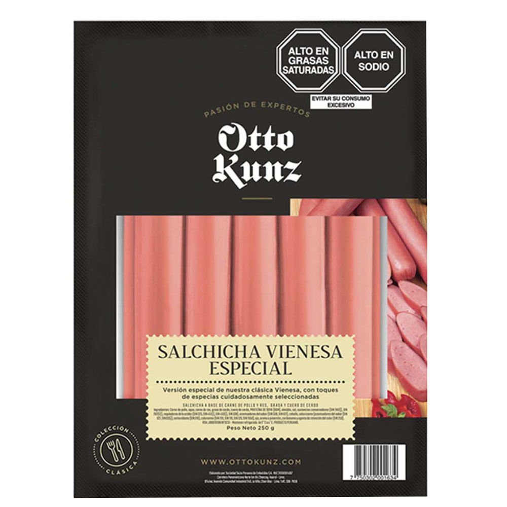 Salchicha Vienesa Especial OTTO KUNZ Paquete 250g
