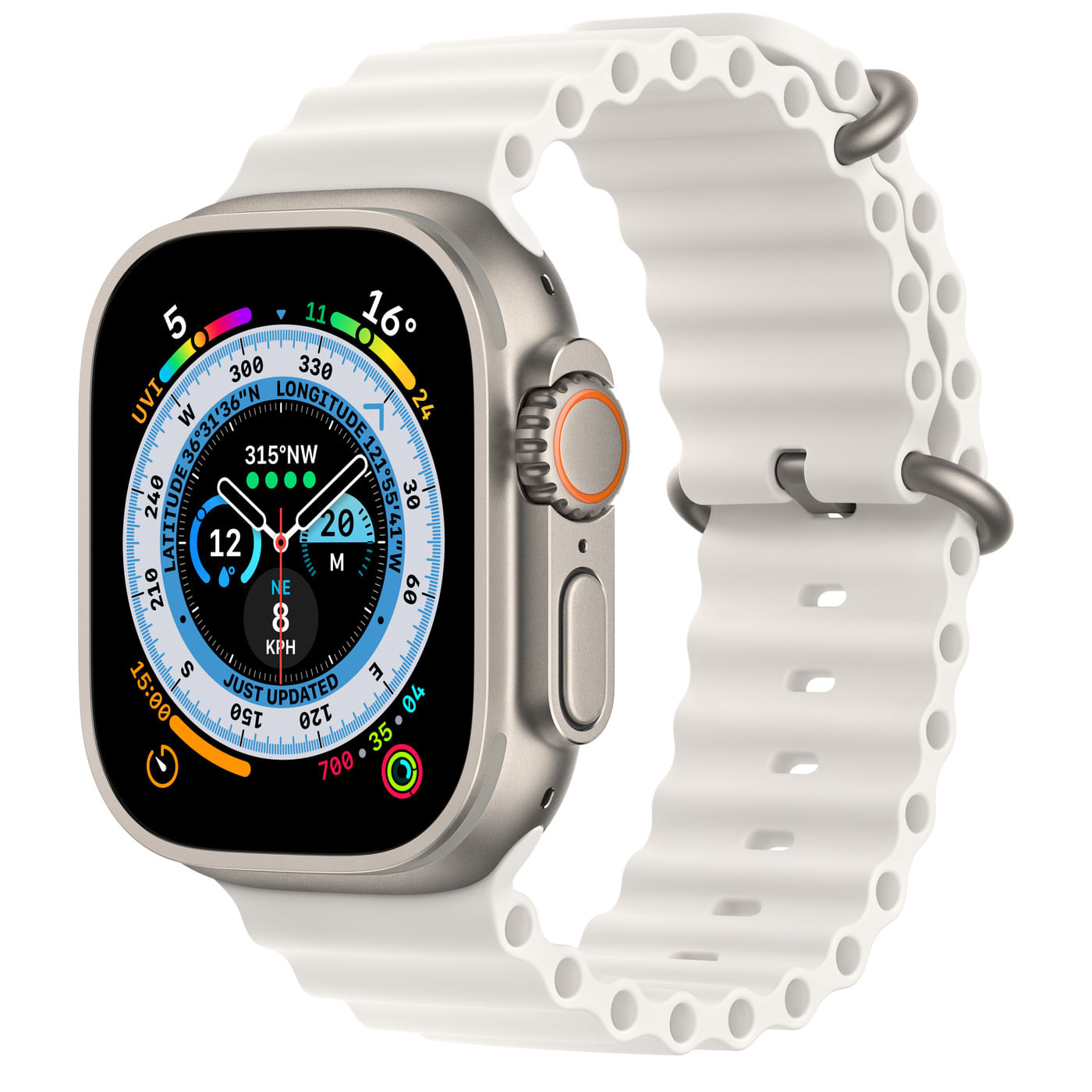 Apple Watch Ultra 49mm Titanium Case White Ocean Band One Size