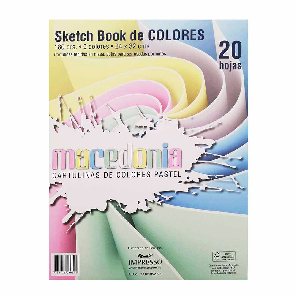 Sketch Book MACEDONIA Colores Pastel 20 Hojas