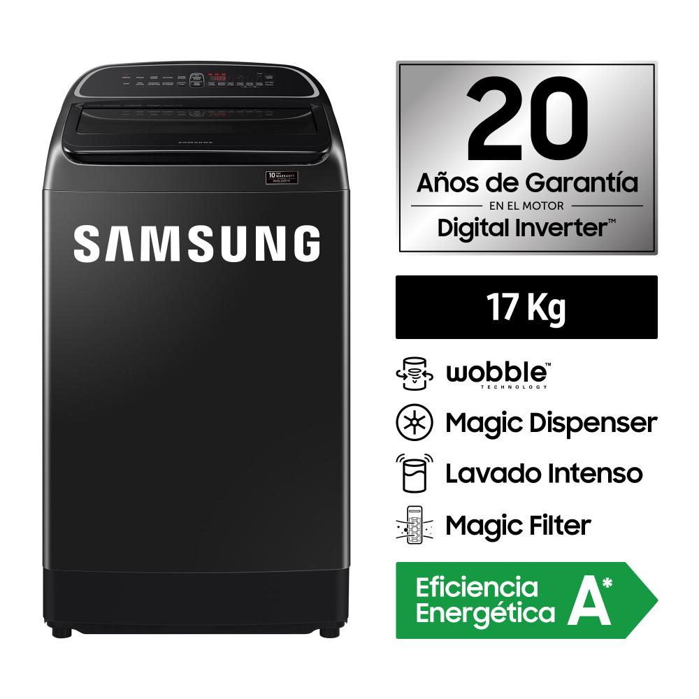 Lavadora Samsung Eco Digital Inverter con Wobble 17 kg WA17T6260BV/PE Negro