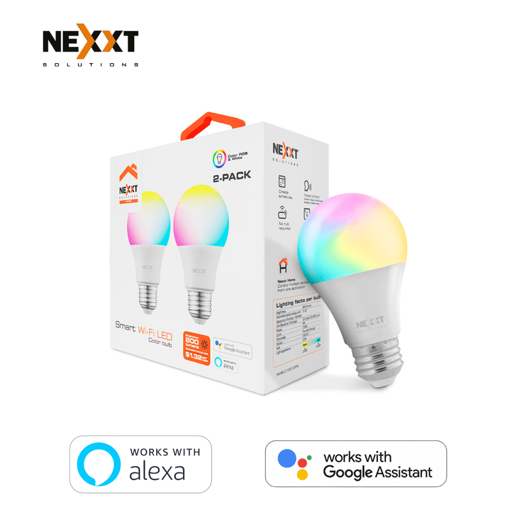 Foco LED inteligente Wi-Fi Multicolor - Nexxt (Pack de 02 unidades)