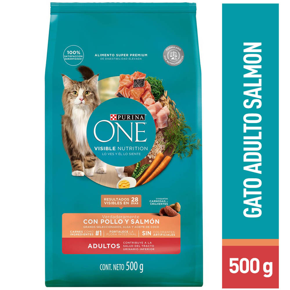 Alimento para Gato PURINA One Sabor Salmón en Bolsa de 500 gr
